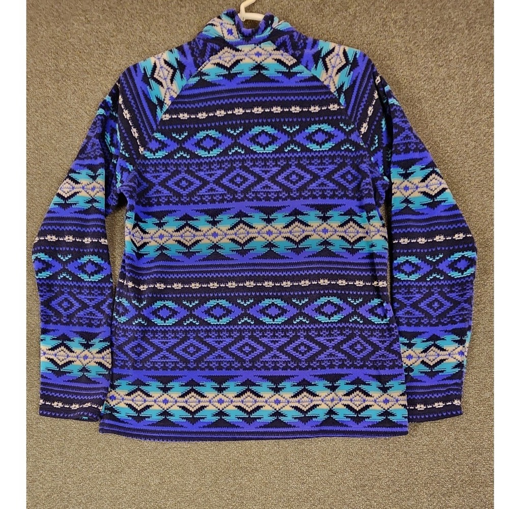 Eddie Bauer First Ascent Fleece Pullover‎ Aztec Tribal Print Purple Blue L - Picture 7 of 11